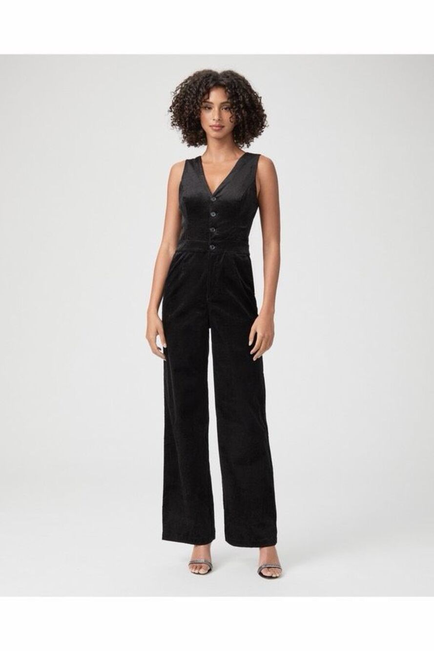PAIGE $378 Denia Corduroy Wide Leg Jumpsuit Black Sleeveless Women’s Size 12 NWT